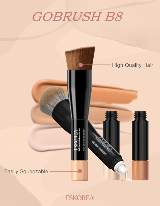 The GO B8 Brush: Squeezable brush with integrated bottle